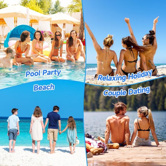 XL Opblaasbare Waterhangmat Set van 2 - 4-in-1 Drijvende Ligstoel en Zwembadmatras - Luxe Hangmat voor Zee en Zwembad - Wateraccessoires voor Volwassenen en Meisjes — afbeelding 3
