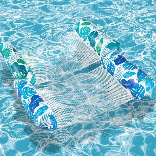 XL Opblaasbare Waterhangmat Set van 2 - 4-in-1 Drijvende Ligstoel en Zwembadmatras - Luxe Hangmat voor Zee en Zwembad - Wateraccessoires voor Volwassenen en Meisjes — afbeelding 2