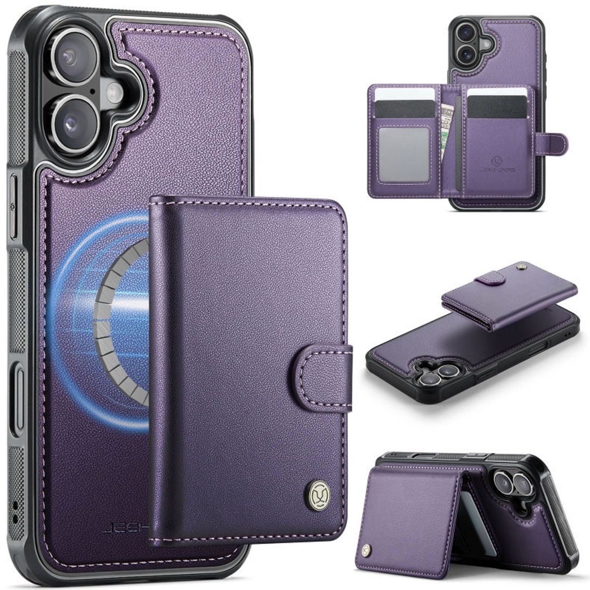 Luxe 2-in-1 Backcover + Magnetische/Afneembare Kaarthouder voor iPhone 17 _ Paars