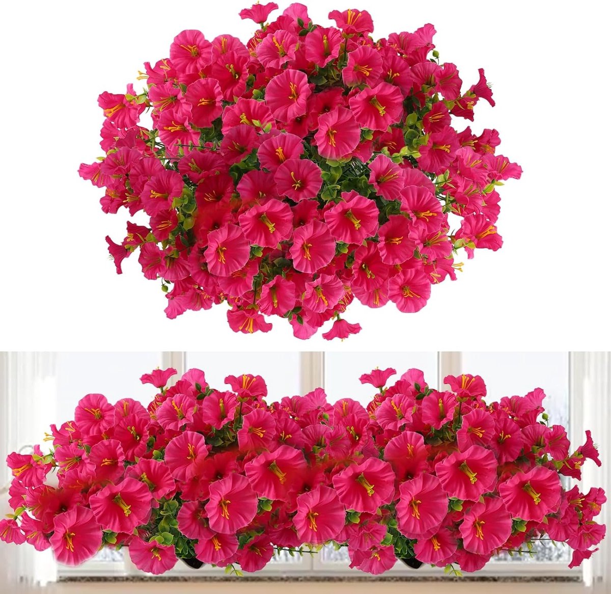 Petunia Kunstbloemen 7 Bundels Magenta 36 cm - Realistische Kunstbloemen voor Balkondecoratie, Buitenplanten en Duurzame Bloemstukken