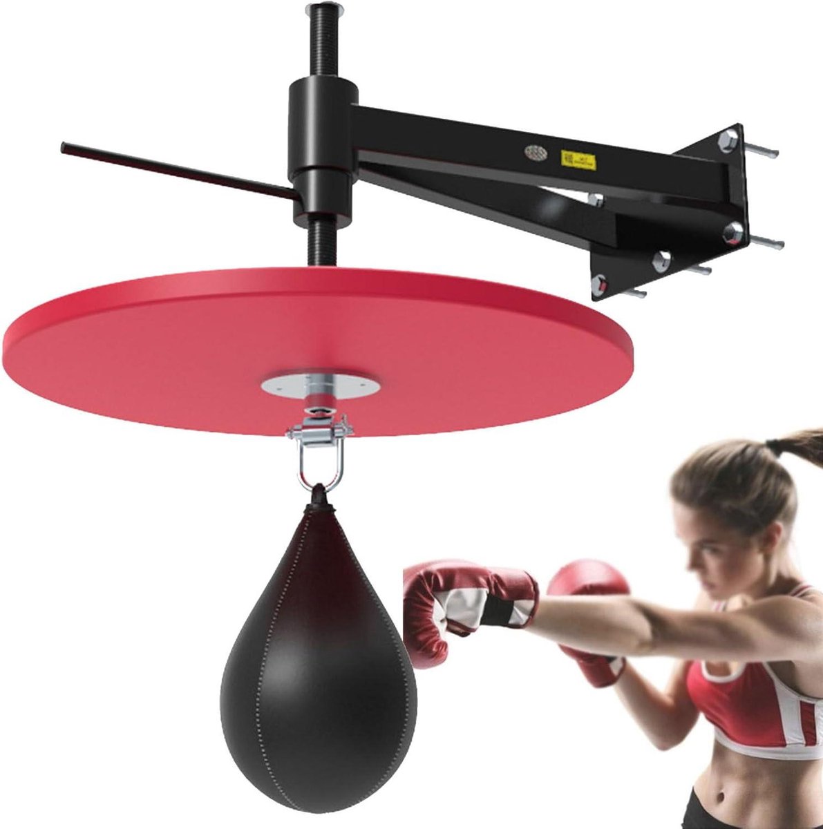 Speed Bag Platform - Bokszak Bal - Kracht Training - Verstelbare Hoogte - 50x50x10 cm - Zwart
