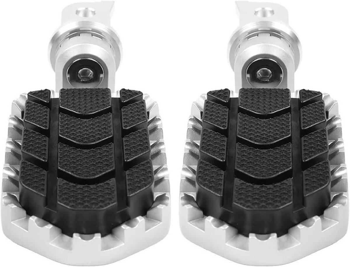 Verstelbare Voetsteunen - Motor Accessoires - Rijcomfort Verbeteren - Antislip Textuur - Set van Twee - Zilver Met Cover