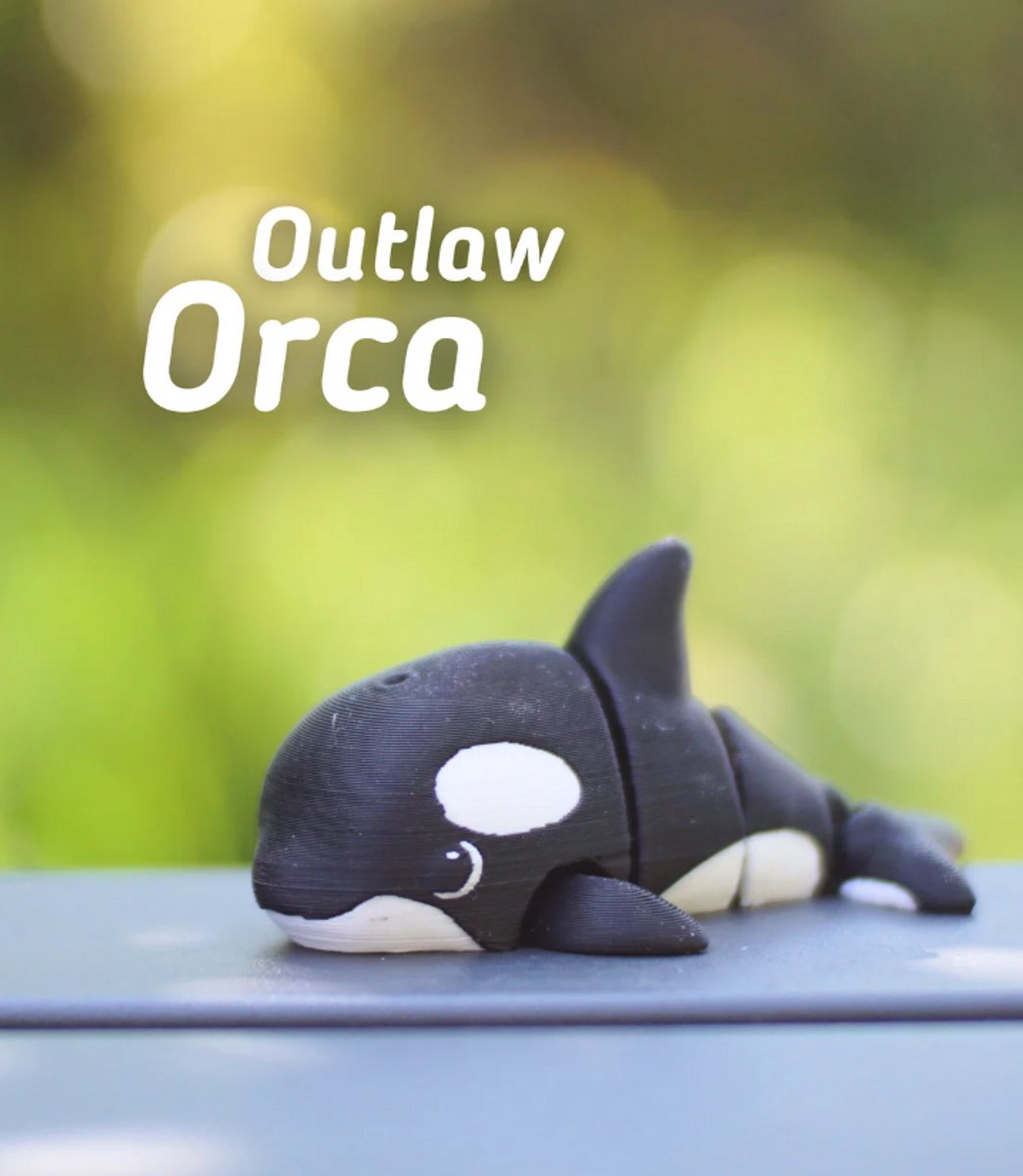 Orka 3D Print - Vera's Arts & Dice | Outlaw Orca 3D Print - Vissen - Speelgoed - Verzamelobject - Orka Walvis Figuur - Zeedieren - Zwart Wit