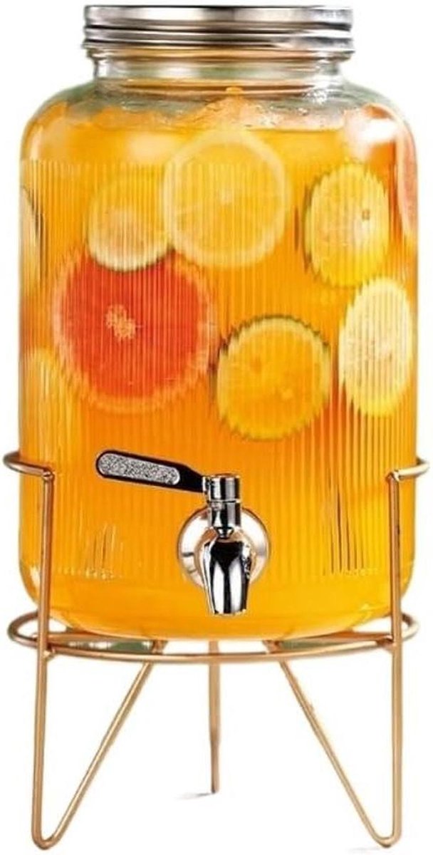 Drankdispenser - Drankkan Serveertoren - Feestjes Organiseren - Met Standaard - 4L - Goud