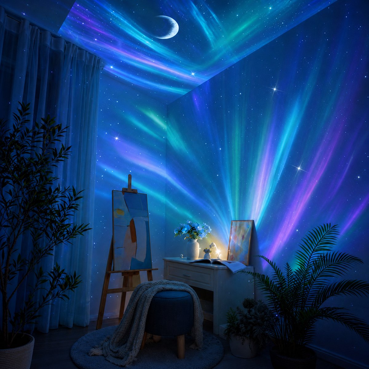 Sercano Sterrenhemel Projector – Aurora Projector met Groene Laser – 16 Kleuren – Bluetooth Speaker – 10 Geluiden & 5 Films – Timer – Met Afstandsbediening – voor Volwassenen Slaapkamer – foto 6