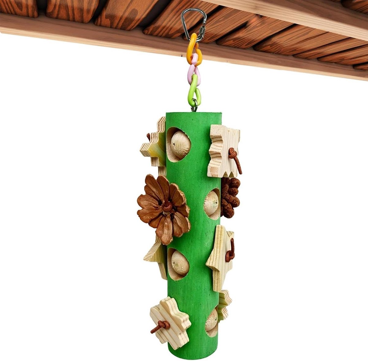 Vogel Kauwspeeltjes - Houten Knaagspeelgoed - Snavelonderhoud Bevorderen - Natuurlijk Knaaggedrag - 264 cm - Groen
