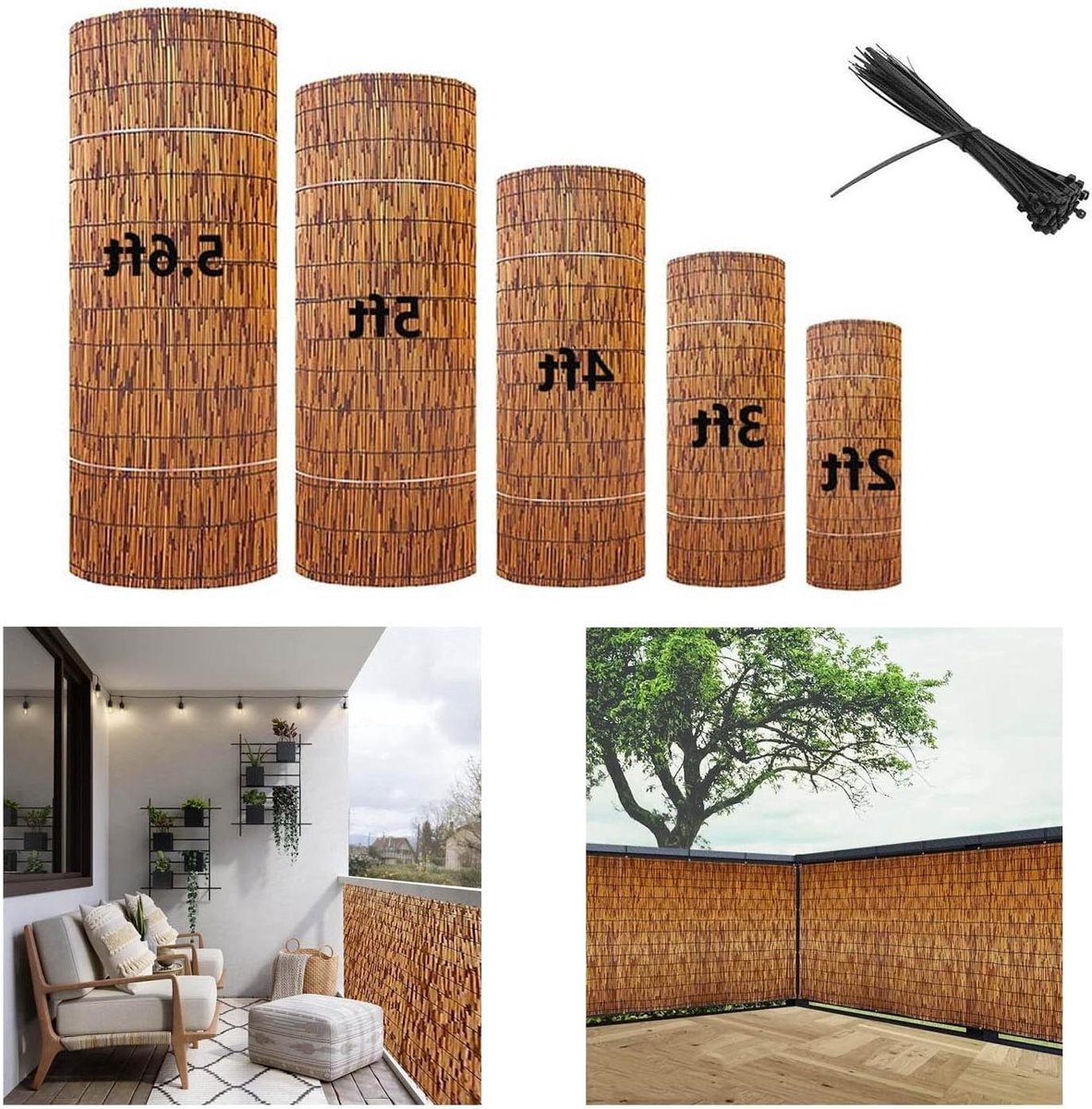 Bamboe tuinscherm - Privacyhek - Balkon decoratie - Handgeweven structuur - Aanpasbaar - Natuurlijk