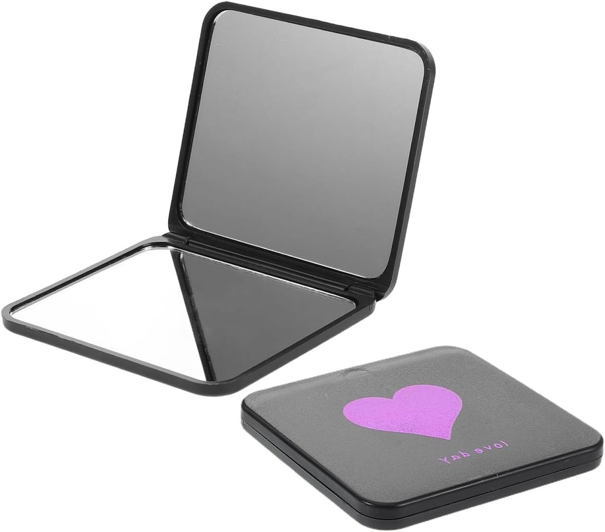 Set van 2 Opvouwbare Reismirrors met Dubbele Vergroting - Compacte Spiegels voor Handtas, Reizen en Buitenshuis in Hart en Ster Ontwerp