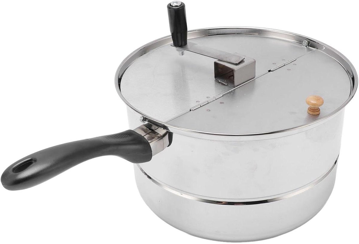 Popcorn Pot - Snack Maker - Filmbuffet Thuis - Handslinger Bediening - 28 x 16.5 cm - Zilver
