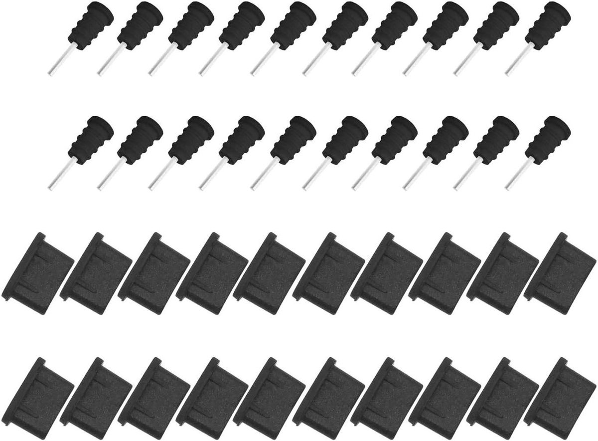 20 Paar USB C Stofpluggen voor Type C Oplaadpoort en Koptelefoonaansluiting, Siliconen Antistofpluggen Geschikt voor Smartphones en Tablets
