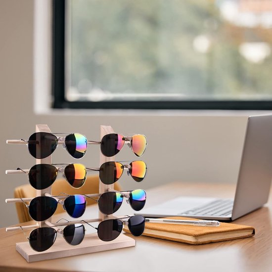 Houten zonnebrilrek voor 8 paar brillen - Organizer en displaystandaard van Houten — afbeelding 3