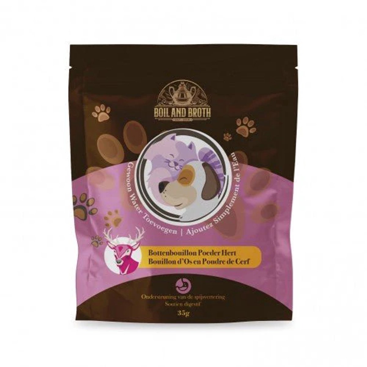 Boil & Broth Bottenbouillon poeder voor honden - Hert - 120 gram - goed voor 3 L