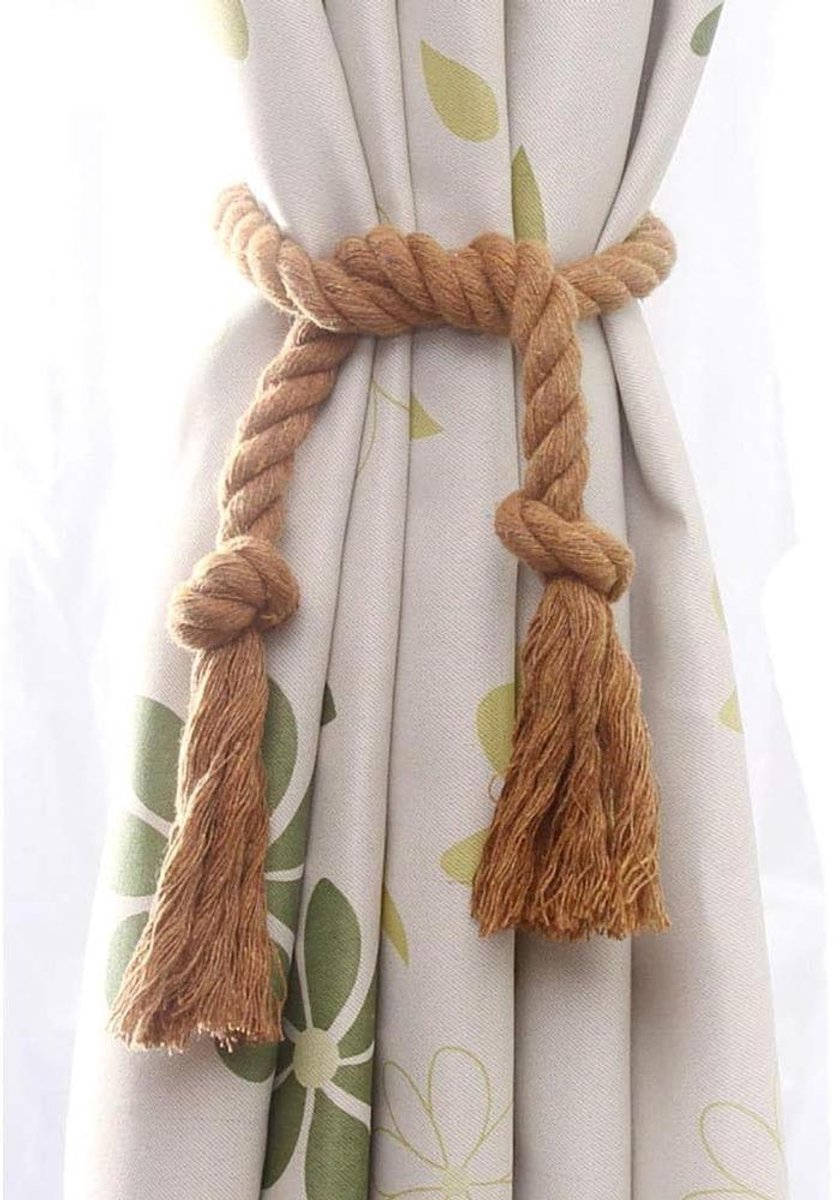 Gordijn Touw - Gordijnkoorden - Decoratie - Handgeweven Katoen - 100 cm Lengte - Koffie