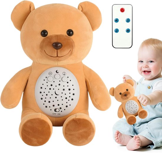 Knuffelprojector Zingende Knuffel - Comfortpop Geluid Speelgoed - Slaap Rustgevend - Ademhalingsbewegingen Witte Ruis - 25.5 cm - Blauw — afbeelding 5