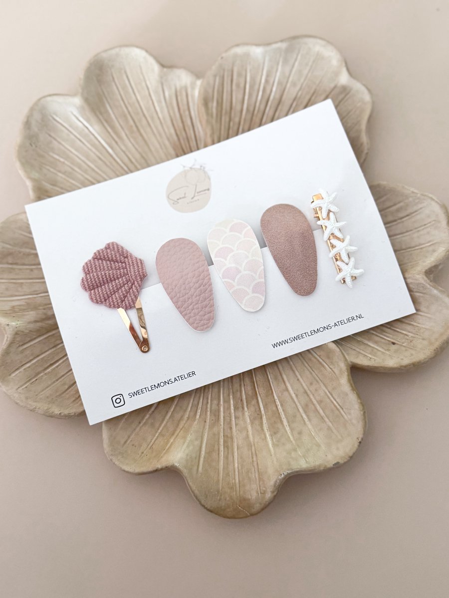 Setje Haarspeldjes - Seashell Pink - Klikklak Haarspeldje - Schelp - Haarspeldjes voor Meisjes & Kinderen - Haaraccessoires voor Peuters & Kleuters - Verjaardagscadeau