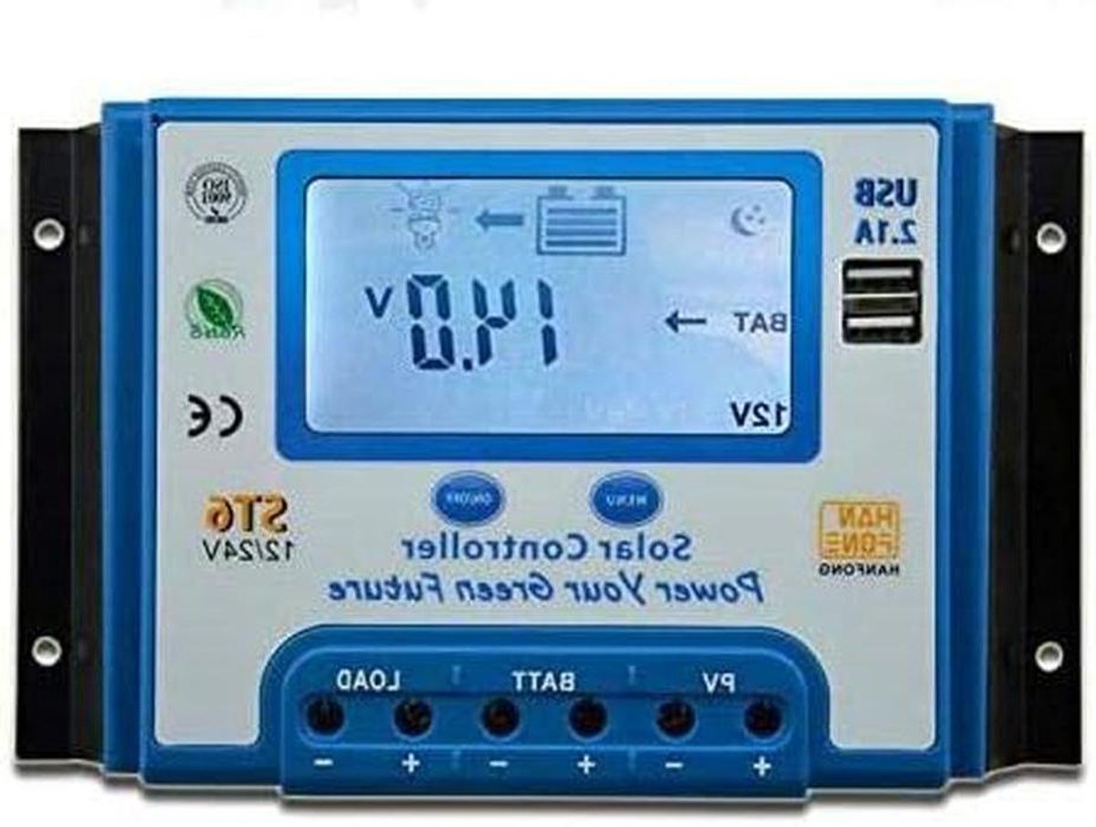 Solar Charge Controller - Solar Regulator - Off Grid System - Automatic Switching - 12V 24V - White