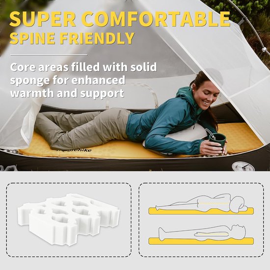 Zelfopblazende Slaapmat - Isomat Kampeer Mat - Outdoor Slapen - ISPO Bekroond Design - 3.5 cm Dik - Geel — afbeelding 3