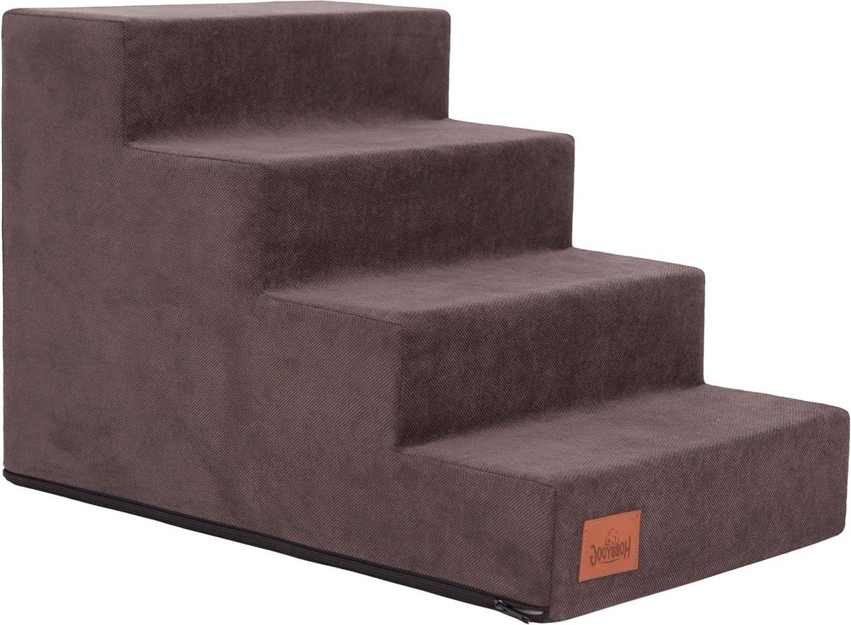 Hondentrap - Kattentrap trapje - Hulp bij klimmen - Wasbare hoes - 60 x 40 x 40 cm - Bruin