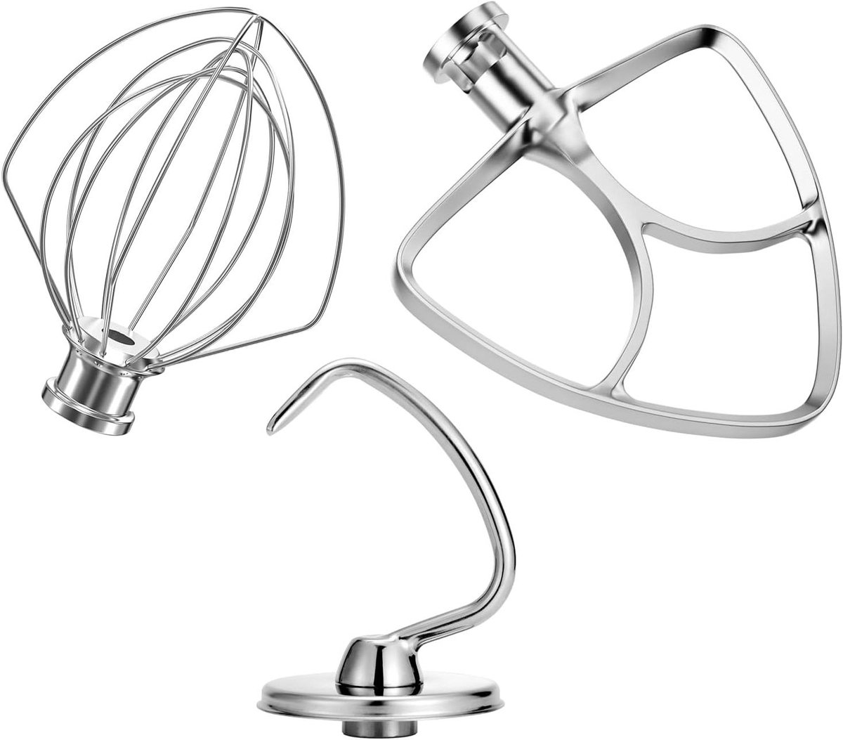 Mixer Accessoires Set - Keukenmachine Onderdelen - Bakken en Koken - Roestvrijstaal Vaatwasmachinebestendig - 4.5-5 Quart - Zilver