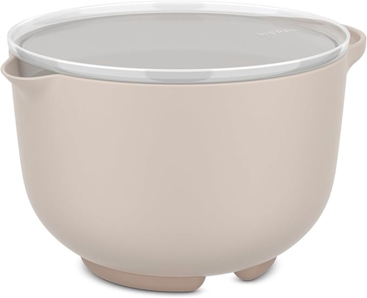 Mengkom met deksel, antislipbodem, 1500 ml, beige