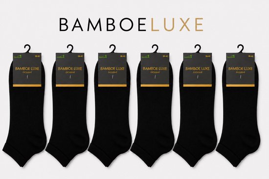 Chaussettes en Bamboe , Sneaker, Femme et Homme, Antibacterieel, 6 Paires, Zwart, 39-42