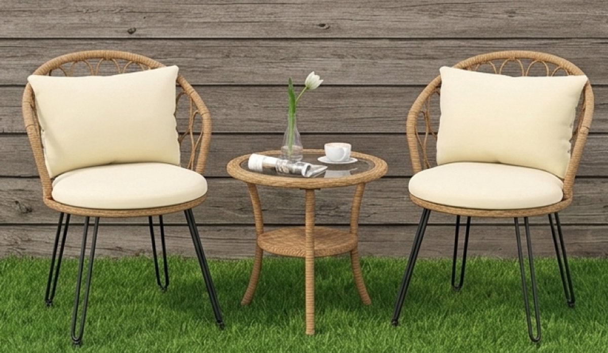 Luxe Poly Rattan Tuinset – Weerbestendig – Bruin – Industrohome