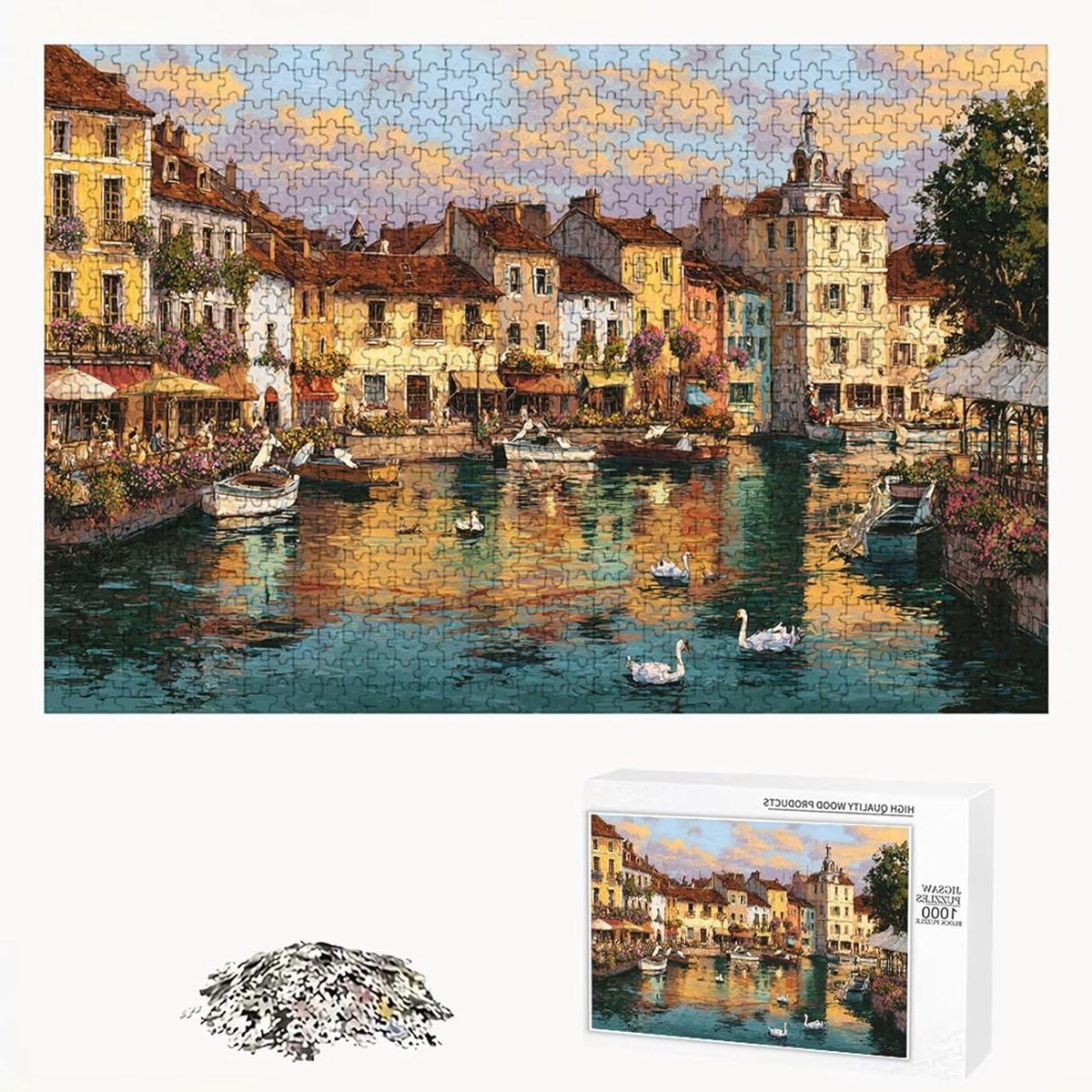 Puzzel 200 stukjes voor volwassenen - Italië en stad - Klassieke houten puzzel met precisie gesneden en HD-print - 35 x 25 cm - ontspanning, mindfulness en wanddecoratie cadeau - niet jonger dan 14