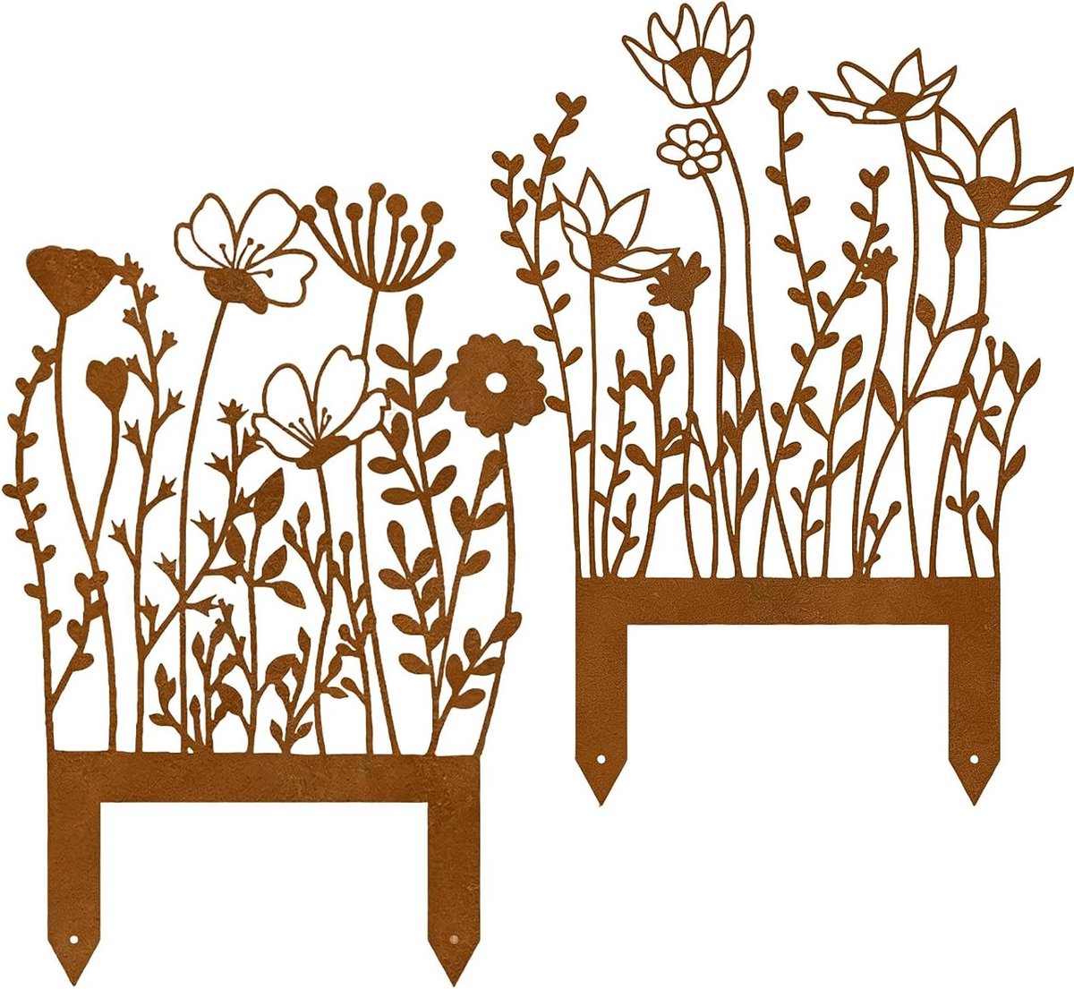 Tuinsteker roest - Bloemensteker decoratie - Tuin opfleuren - Natuurlijk verouderd effect - 2 stuks - Roestkleurig