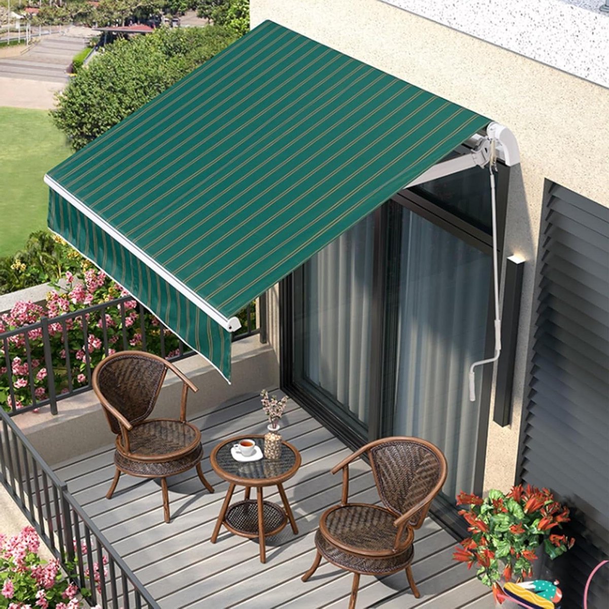 Vervangende luifelstof - Schaduwdoek - Terras beschermen - Waterdicht PU-coating - 4 x 2 m - Donkergroen