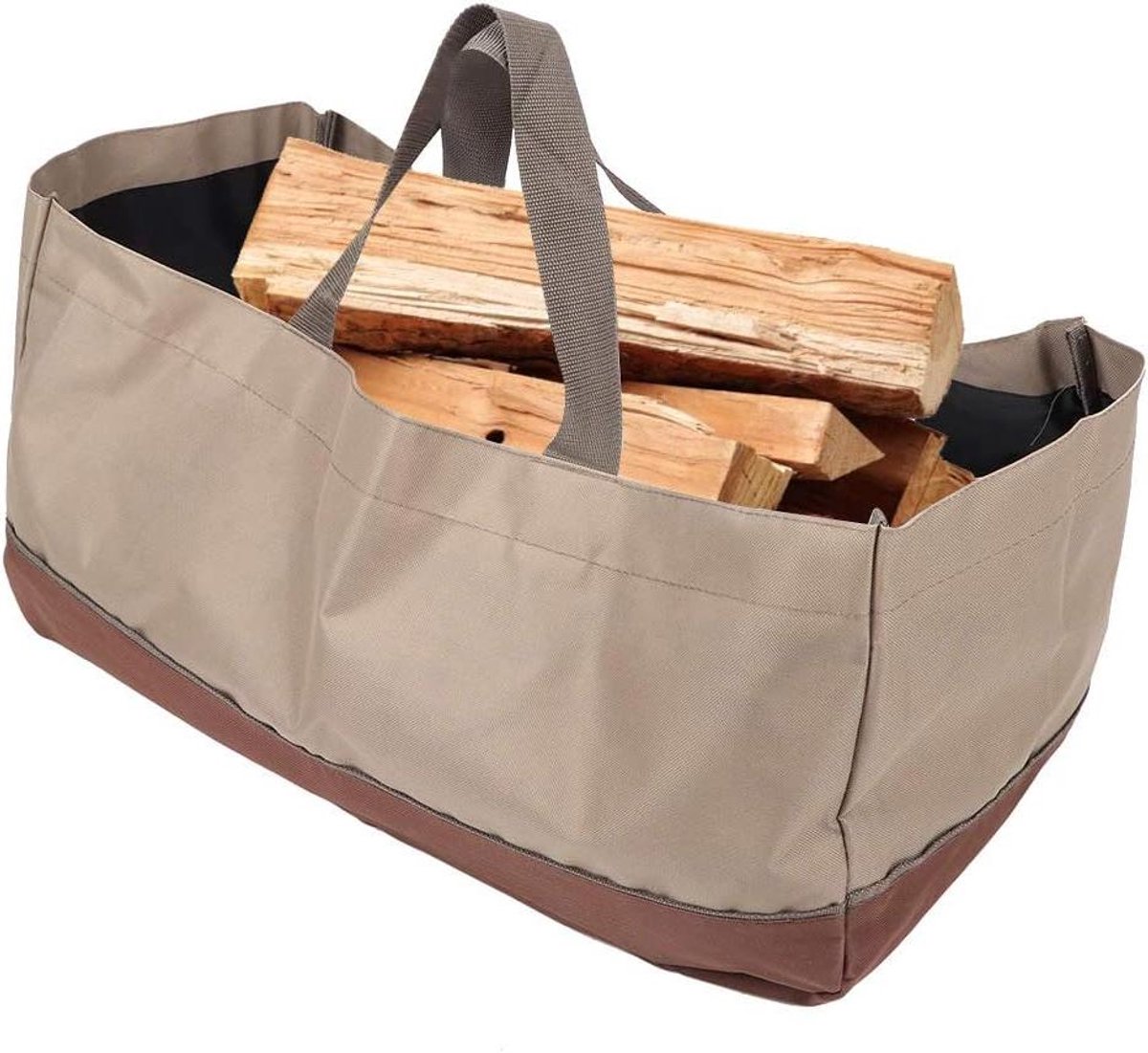 Brandhout Tas - Houtdrager - Opslag en Transport - Waterdicht Ontwerp - 60x30x30cm - Zwart