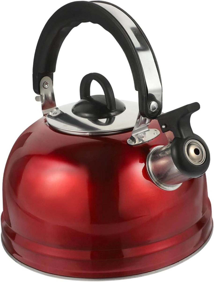 Fluitketel - Waterketel - Thee Zetten - Ergonomisch Handvat - 3L Inhoud - Rood