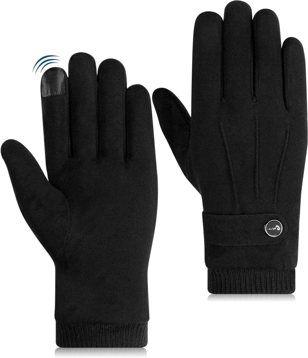 Heren Winterhandschoenen van Polyester - Warme Dikke Fleece, Winddicht en Antislip, Ideaal voor Koude Bescherming en Touchscreen Gebruik