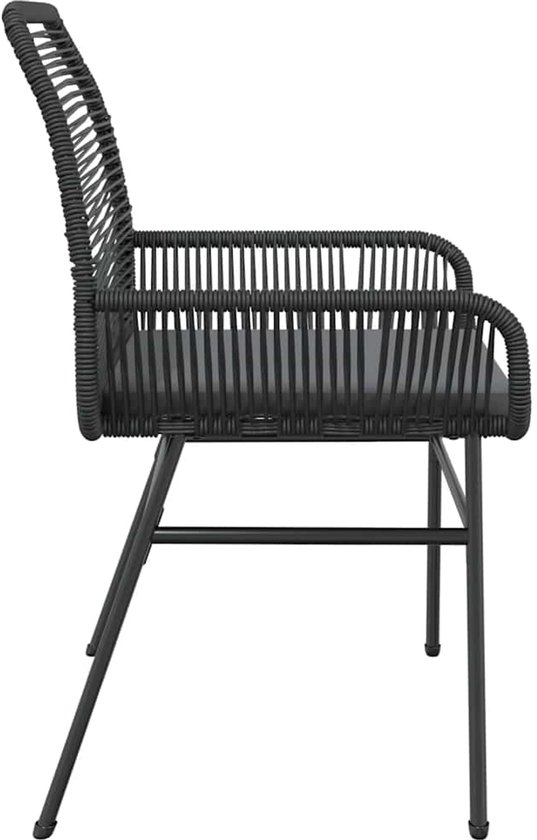 vidaXL - Tuinstoelen - 2 - st - met - kussens - poly - rattan - zwart