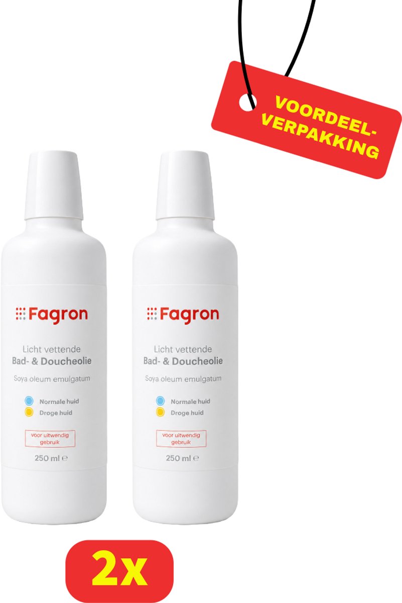 Fagron Licht Vettende Bad- en Doucheolie - Soya Oleum Emulgatum - 2 x 250 ml