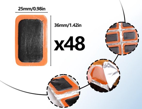 Fietsband reparatieset - Patch kit - Band repareren - Grote capaciteit - 48 stuks - Zwart van Merkloos — afbeelding 3