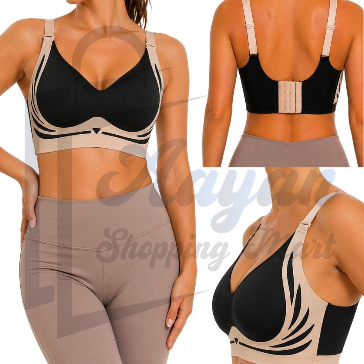 Naadloze Push-Up Sportbeha Dames Zwart XL – Sport BH met Shaping Pads en Verstelbare Bandjes – sportbeha dames – fitness bh dames – XL – zwart – stretch sportbeha – sporttop dames – yoga sport bh – sport bh met pads – 84558