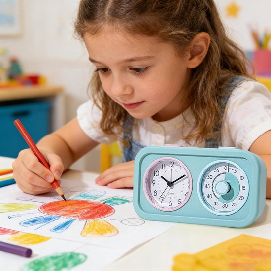 Visuele Timer - Nachtlampje Tijdmanagement - Studieplanning Kinderen - Dubbel Scherm - 6D x 12W x 6H cm - Blauw — afbeelding 4