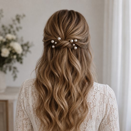 Cheveux in Style Lulu Series - ensemble de 36 épingles à cheveux dorées avec perles de différentes tailles | Décoration de cheveux accessoires de cheveux pour dames femmes mariée mariée mode fête de mariage | Épingle à cheveux barrette perle