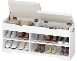 Hzuaneri SB11403X Schoenenbank, schoenenrek met 2 gevoerde planken, multifunctioneel, voor woonkamer, hal, slaapkamer, afmetingen 150 kg, 30 x 105 x 48 cm, wit