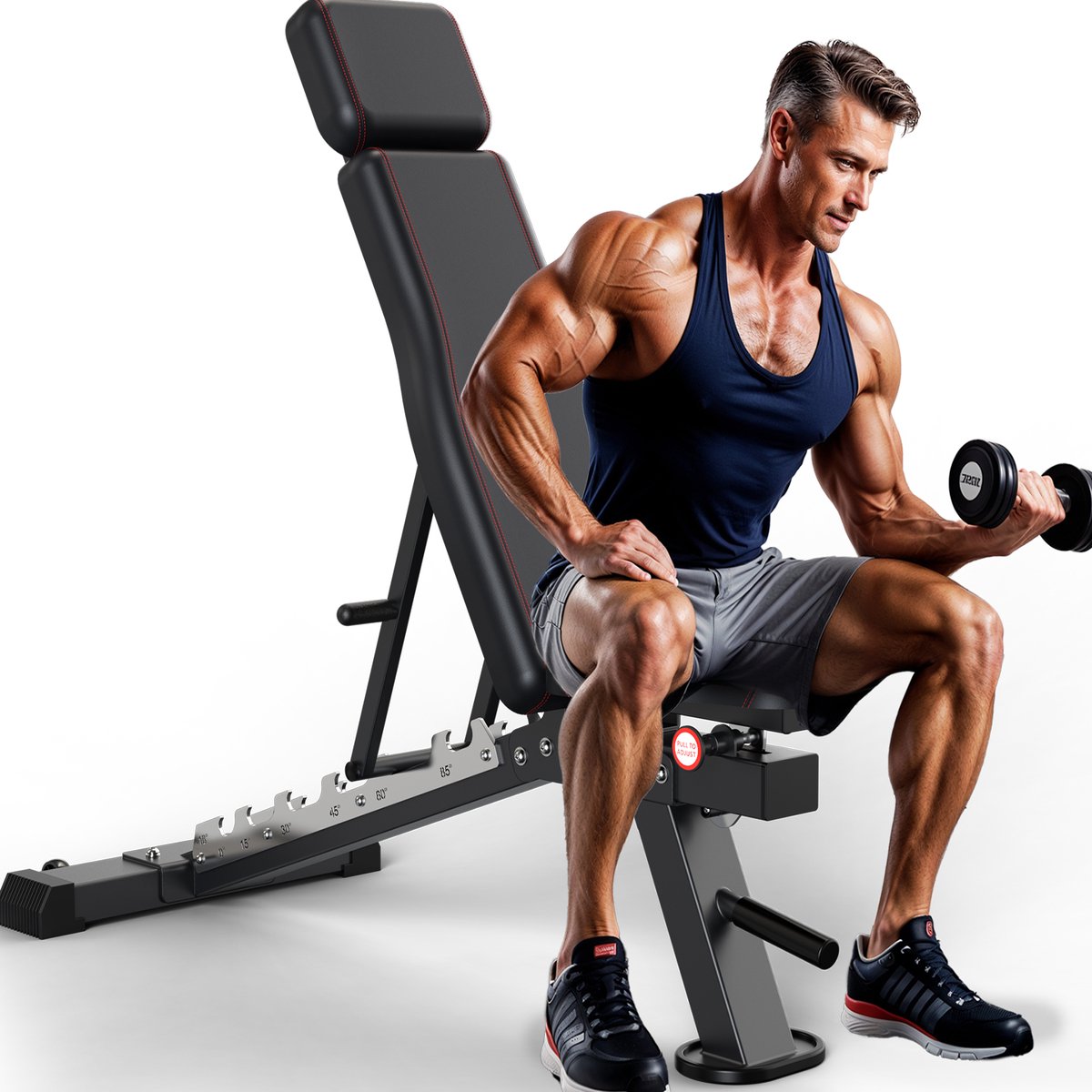 MettleMatic Verstelbare Halterbank 550kg – Opklapbare Trainingsbank – 4-in-1 Fitnessbank voor Thuis – 10 Posities – Commerciële Kwaliteit