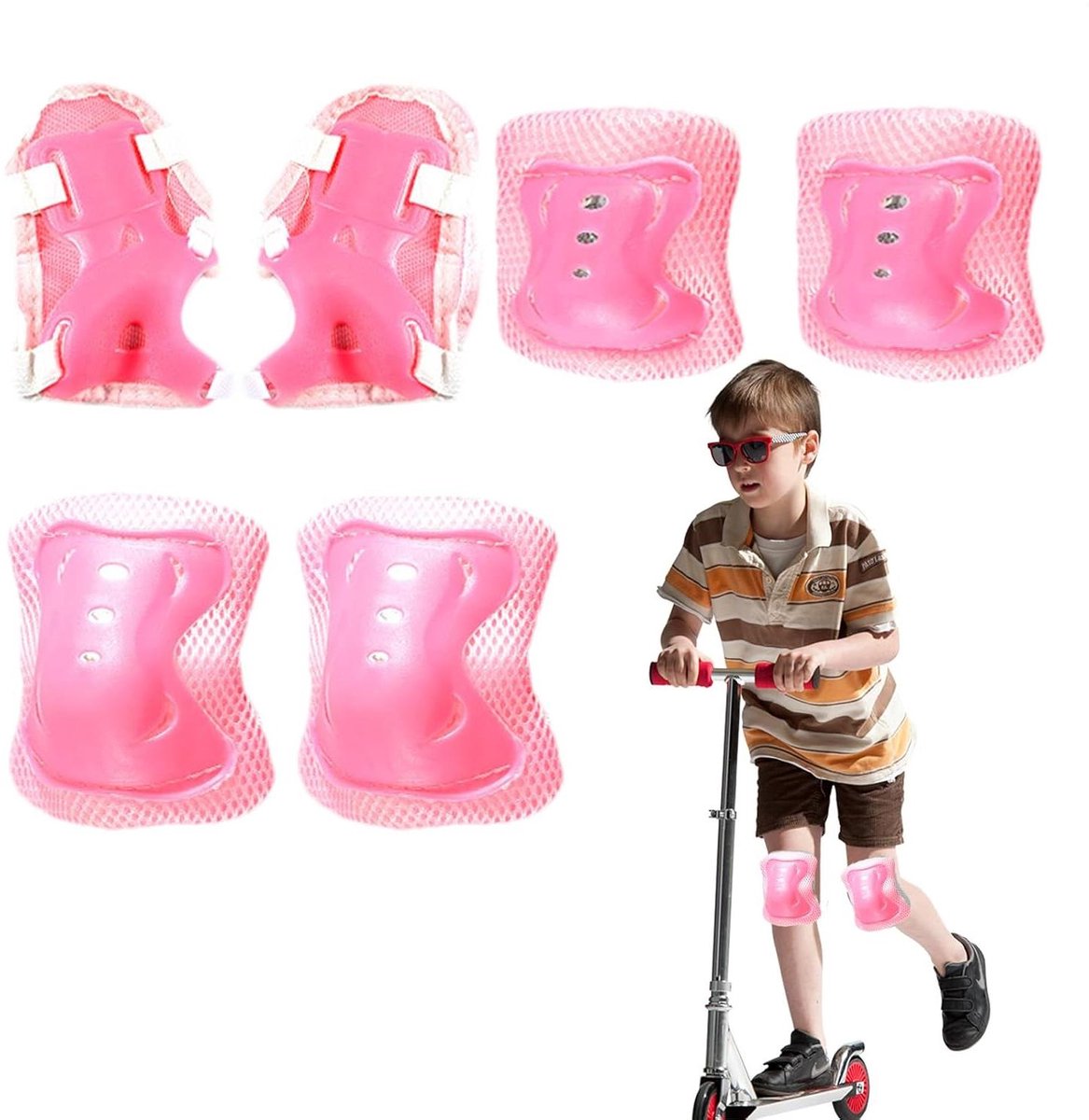 Kinderen Beschermingsset - Rolschaats Uitrusting - Veilig Sporten - Ademend Mesh - 3-12 Jaar - Roze