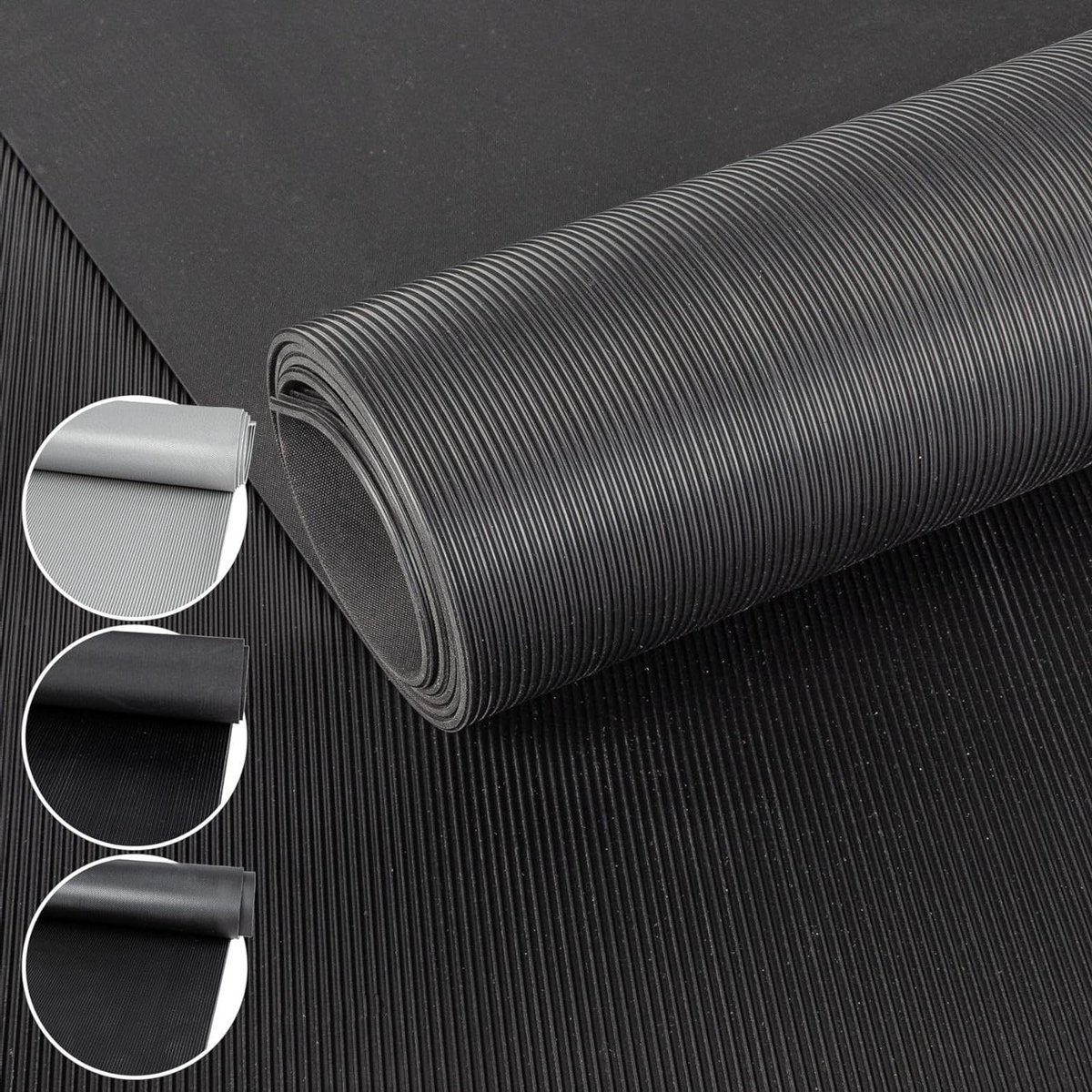 Rubberen mat - Vloermat groeven - Antislip bescherming - Waterafstotend aanpasbaar - 100 cm breed 3 mm - Zwart