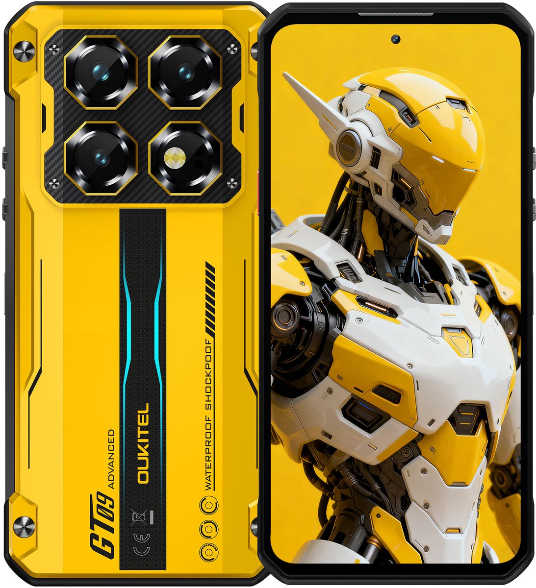 OUKITEL WP60 Rugged Smartphone 5G - 24GB RAM - 256GB ROM - 7,2 inch 120Hz - 10000mAh 33W - 108MP Camera - Dual SIM - Android 15 - NFC GPS - Geel