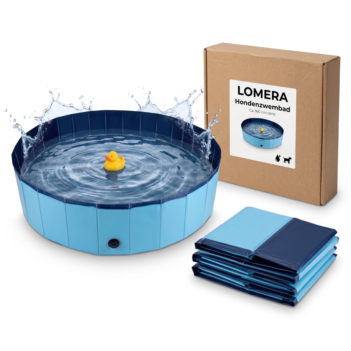 Lomera Hondenzwembad - Hondenbad voor Grote Honden - Robuust met Antislip Bodem - Opvouwbaar - Hondendouche - Verkoeling voor Hond - Waterspeelgoed voor Honden - Dierenzwembad voor in de Tuin - Huisdier Zwembad — afbeelding 7