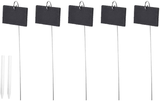 5-delige set leistenen tuinmarkers — Inclusief 2 mini-krijtpotloden — Plantenmarkers —...