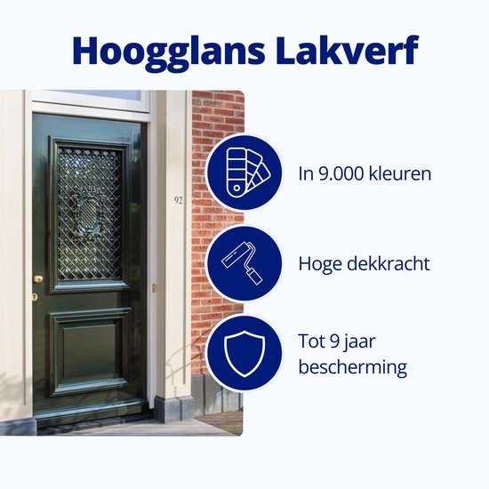 Hoogglans lakverf in 9.000 kleuren, hoge dekkracht en tot 9 jaar bescherming.