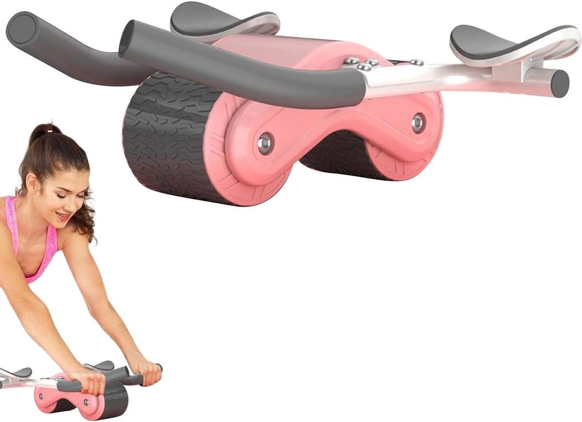 Abdominaal wiel - Automatische rebound Ab Roller voor buikspieren, met elleboogondersteuning, verdikte pijpkern krachttrainingsroller voor beginners Cenmoo