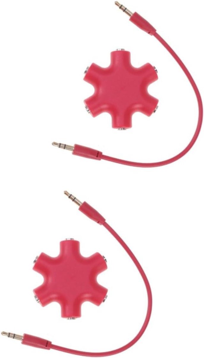 Audio Splitter - Koptelefoon Adapter - Muziek Delen - Tot 5 Uitgangen - 5 cm - Rood