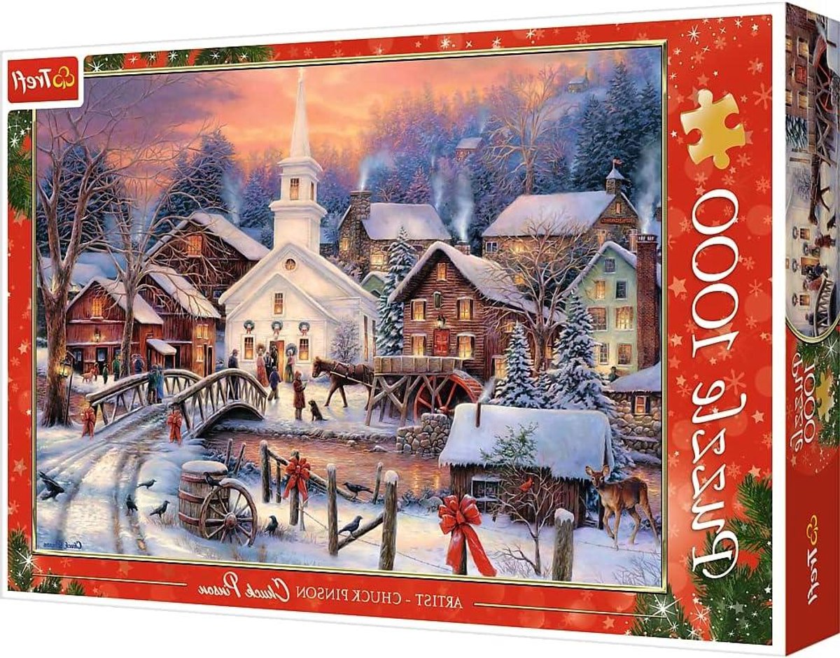 Trefl - Witte Kerst Legpuzzel - 1000 Elementen, Stadsgezicht, Sneeuw, Dieren, Mensen, Kersttijd, Doe-het-zelf Legpuzzel, Creatief Vermaak, Cadeau, Plezier, Klassieke Puzzels