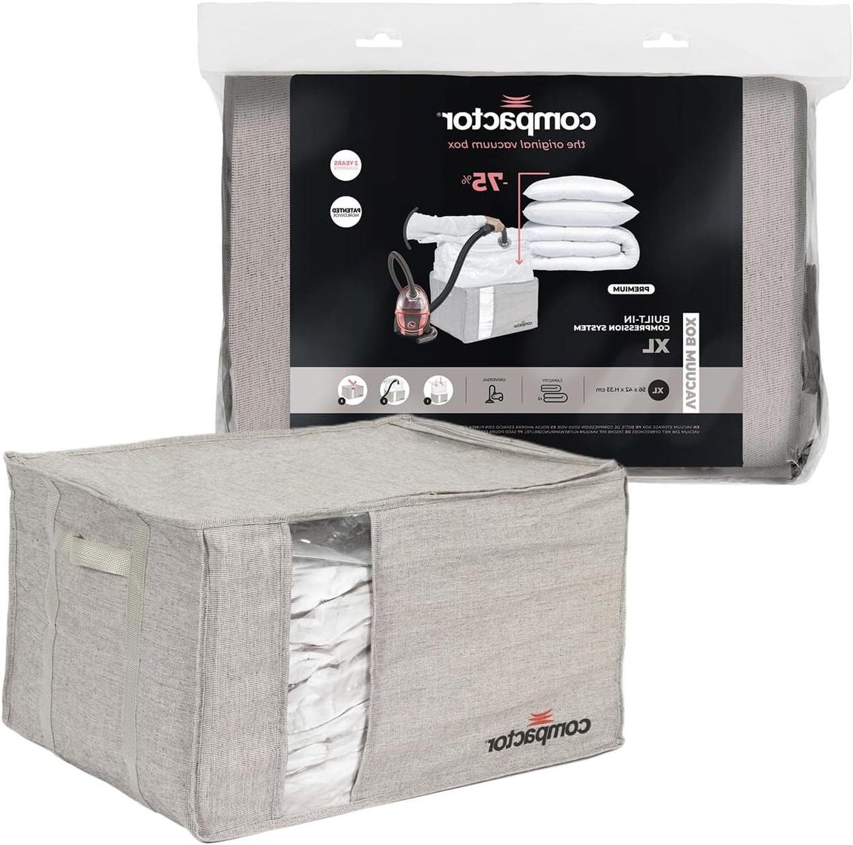 Vacuüm Opbergdoos - Compressiebox Kleding - Ruimte Besparen - Stof en Vocht Bescherming - XL - Warm Grijs